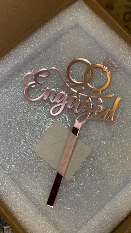 Rose Gold Engaged Cake Topper