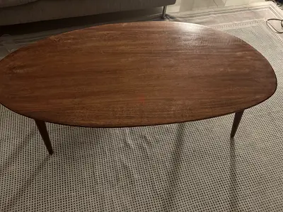 Mid-century Oval Solid Wood Coffee Table — Good Condition