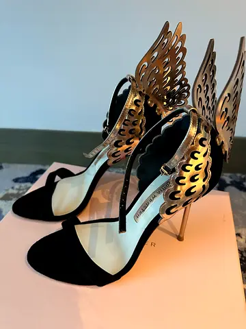 Rene Caviolla,  Sophia Webster totally new  decorative metallic wing ankle straps, size 38