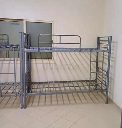 Metal Bunk Bed Frame - Double Deck, Sturdy Grey