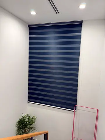 Modern navy zebra roller blinds - excellent condition