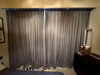 Heavy Blackout Curtains with Sheers and Curtain Rail