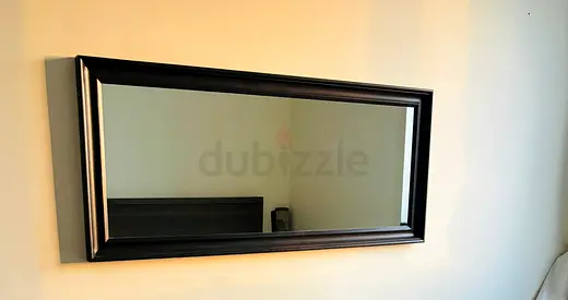 Large Rectangular Wall Mirror with Black Frame