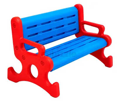 Kids Plastic Play Bench - Red  Blue Lightweight Seat