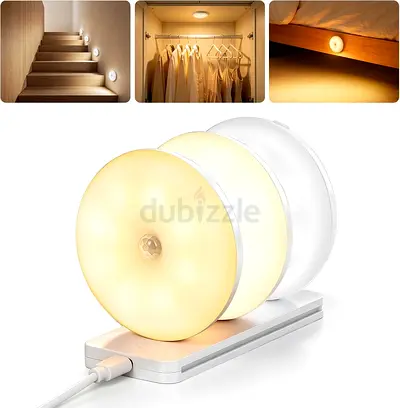 3265 - Tobeape Rechargeable Motion Sensor Night Light 3 Pack, 1500mAh Dimmable Puck Lights with Char