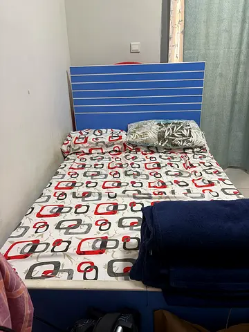 Blue Single Bed with Headboard