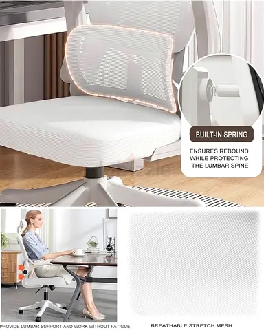 Ergonomic White Mesh Office Chair with Lumbar Support
