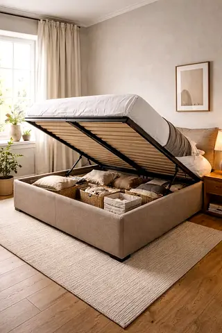 Modern Upholstered Ottoman Bed with Underbed Storage