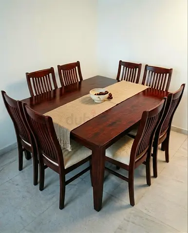 Solid Wood 8-Seater Dining Table Set – Excellent Condition