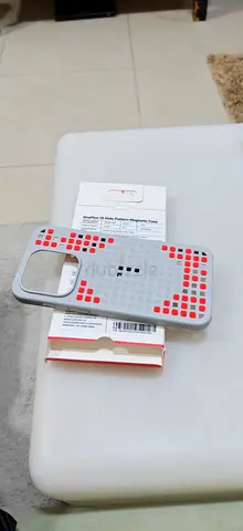 One Plus 15  magnetic patterned silicone case (used) - grey with red dots