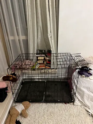 Large Foldable Metal Dog/Cat Crate with Tray