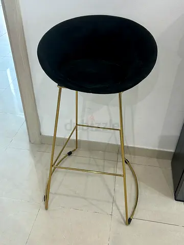 3 Black Velvet Bar Stool with Gold Frame