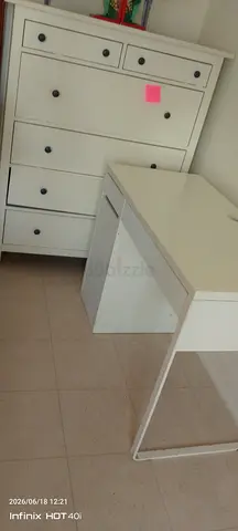 White Chest of Drawers and study Desk - Good Condition For sure buyer negotiate the price