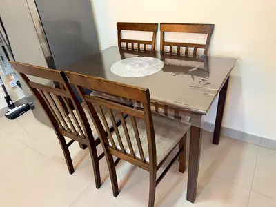 Wooden 4 Seater Dining Table with Chairs Pan home