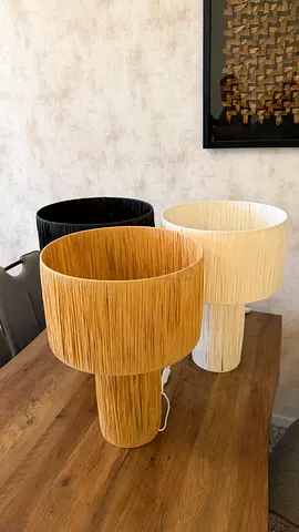 Set of 3 Decorative Table Lamps – Beige, Black and Cream