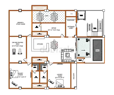 I will draw 2d floor plan, furniture layout, section, and elevation
