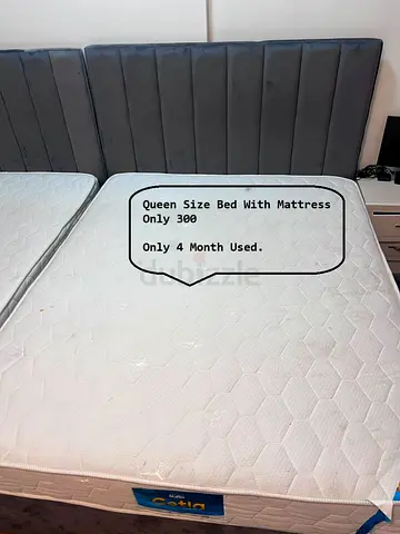 Queen Size Bed with Mattress - 4 Months Used