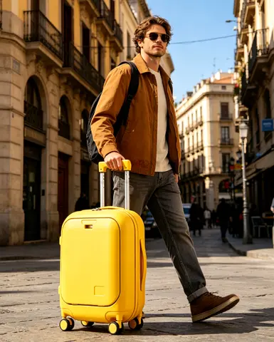 20-inch yellow travel suitcase