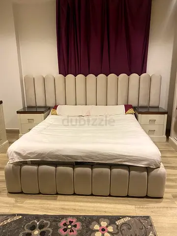 Modern Upholstered King Bed with Matching Nightstands - Light Grey