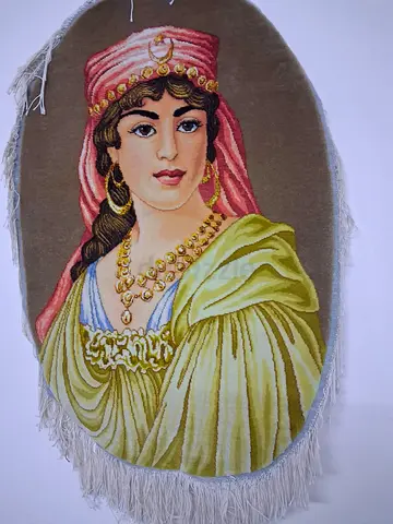 Handcrafted Vintage Embroidered Wall Tapestry - Portrait