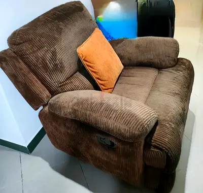 Comfortable Brown Corduroy Recliner Armchair — Good Condition