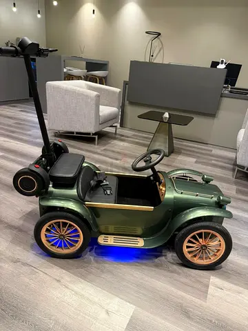 Kids Vintage Electric Ride On Car with Push Handle