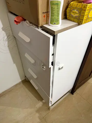 White Compact Storage Cabinet / Small Wardrobe - Good Condition
