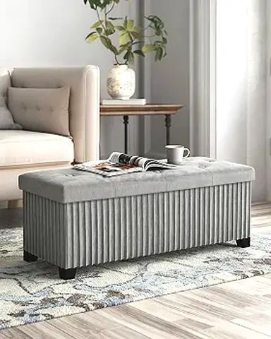 Ribbed fabric Ottoman bench