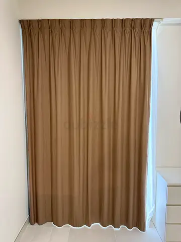 Beige blackout curtains - pair, good condition