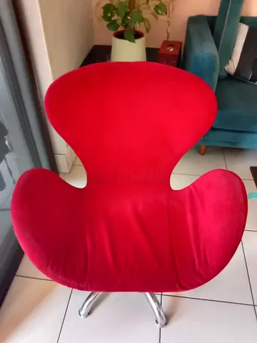 Red Arm Chair with Chrome Base