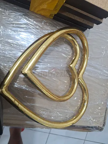Gold Double Heart Table Decor / Centerpiece - Decorative Accent