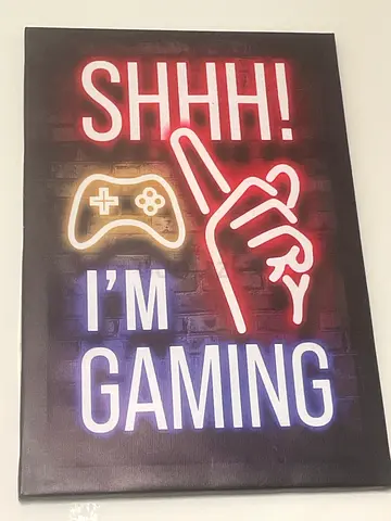 Canvas Wall Art - Shhh! Im Gaming Neon Style Print