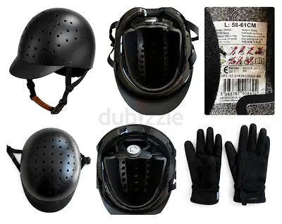 Decathlon Horse Riding Helmet  Gloves Set