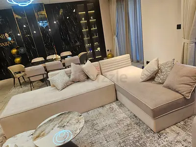 Take away Price..Modern L-shaped Beige Sectional Sofa with Cushions
