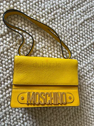 Yellow Moschino Leather Crossbody Bag — Small Shoulder Purse