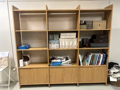 Large Oak Effect 3-Section Bookcase / Shelving Unit