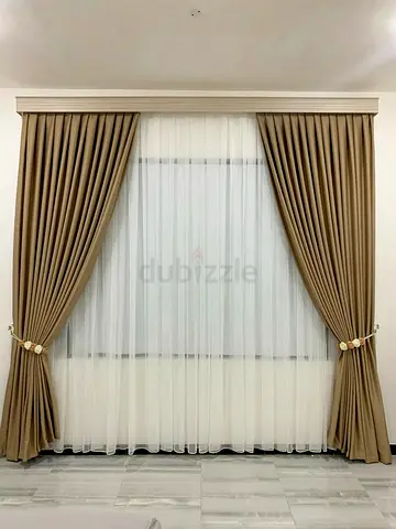 Beige Full-Length curtains-Like New