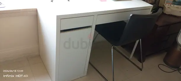 White minimalist study desk with storage - good condition for sure buyer negotiate the price