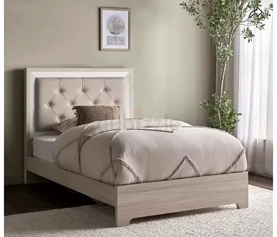 NEW and UNUSED Single Bed with Upholstered Tufted Headboard including mattress