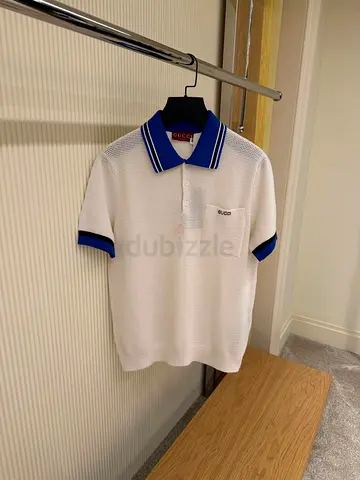 Gucci Polo Shirt with Blue Trim - Men’s Size (Good Condition)