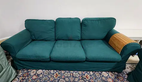 Collect Today- Ikea Ektorp Teal 3-seater  2 seater Fabric Sofa in Good Condition
