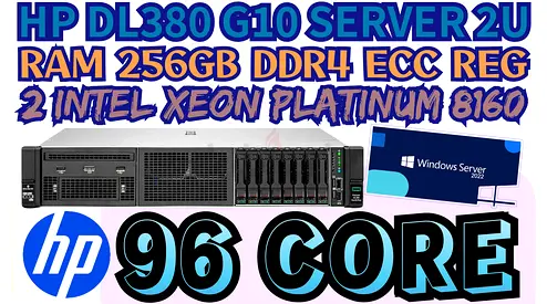 96 CORE HP PROLIANT DL380 G10 SERVER RAM 256GB DDR4 2 INTEL XEON PLATINUM 8160 HARD DRIVE 7.2TB SAS