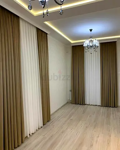Pair of Full-Length Brown Curtains with Sheer White Liners - Good Condition
