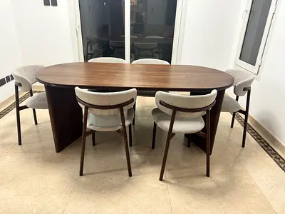Solid Wood Oval Dining Table - Seats 6