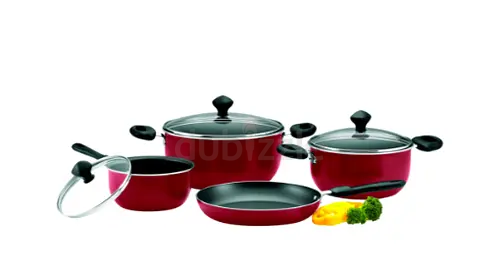 7-piece Red Non-stick Cookware Set with Lids — Gently Used