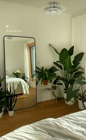 Full-length Leaning Mirror with Slim Black Frame -Brand New