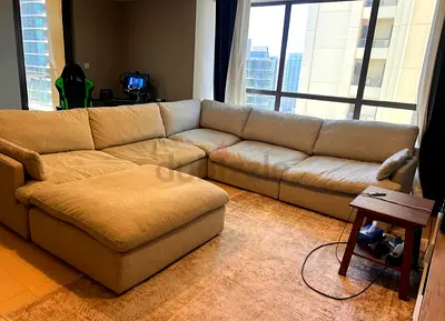 Swin Modular feather filled sofa with footstool