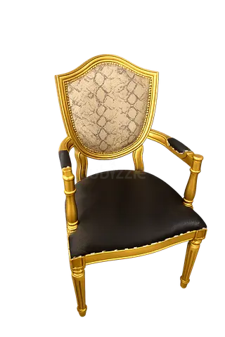 Gold-framed Accent Armchair with Upholstered Seat and Back