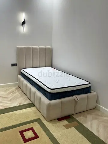 Single upholstered bed frame with mattress - good condition