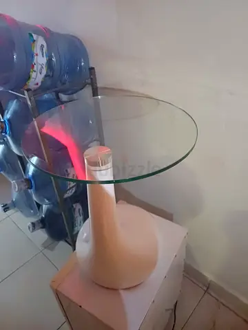 Modern Glass Top Side Table with White Pedestal Base